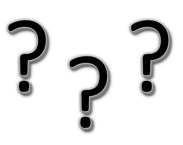 Graphic of three black question marks to describe the question 